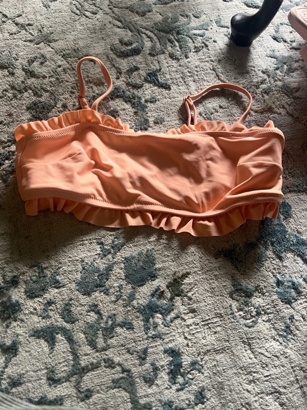 Peach Ruffle Bikini Top
